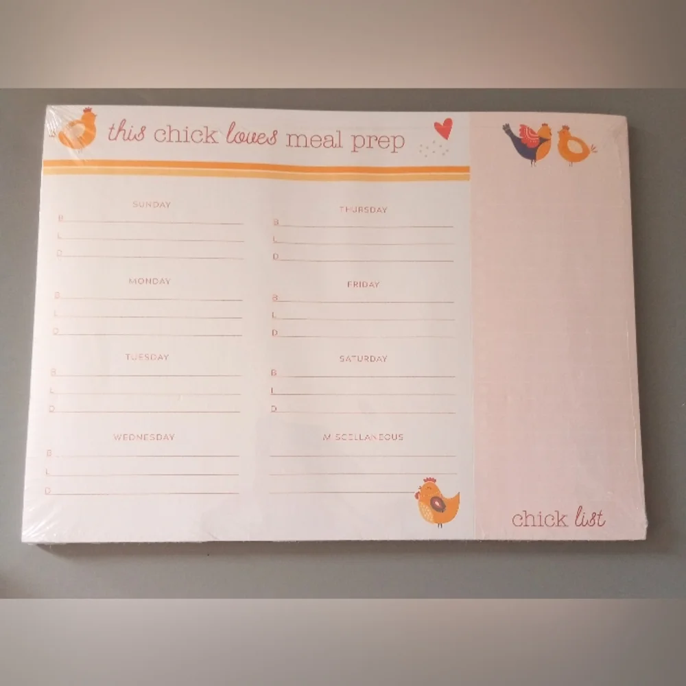 Bella Big Chick Themed Weekly Meal Prep Planner 52 Sheets Magnetic Back Set Of 2